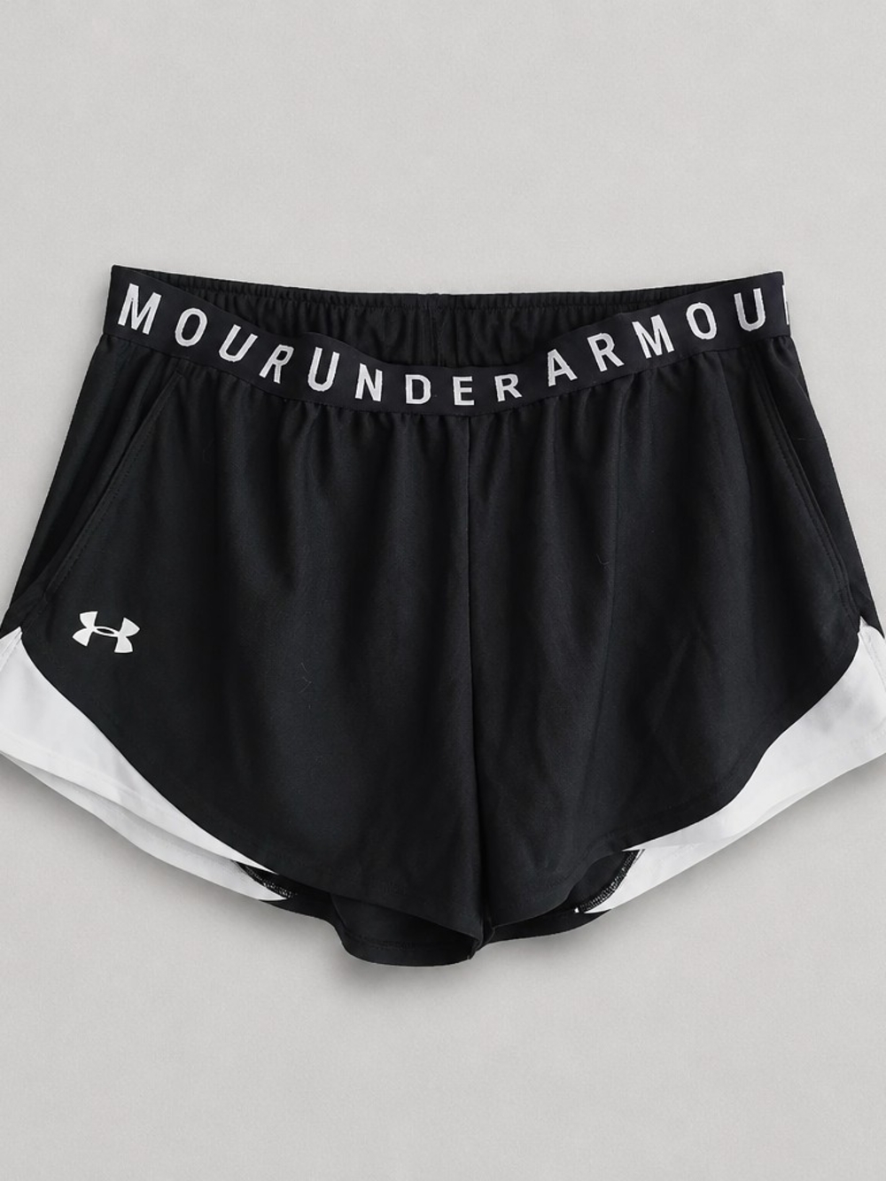 Under Armour 3.0 Play Up Black & White Athletic Shorts Running UA Logo Band M